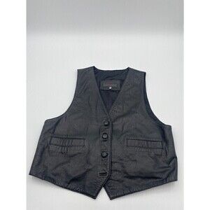 Boss Sports Black Leather Vest Men Size Large